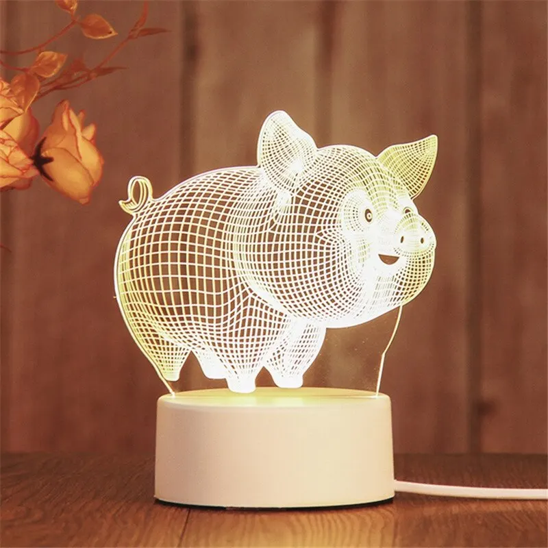 Lampada 3D acrilico USB LED Night Lights lampada per insegne al Neon decorazioni natalizie di natale per la casa camera da letto decorazioni di compleanno regali di nozze