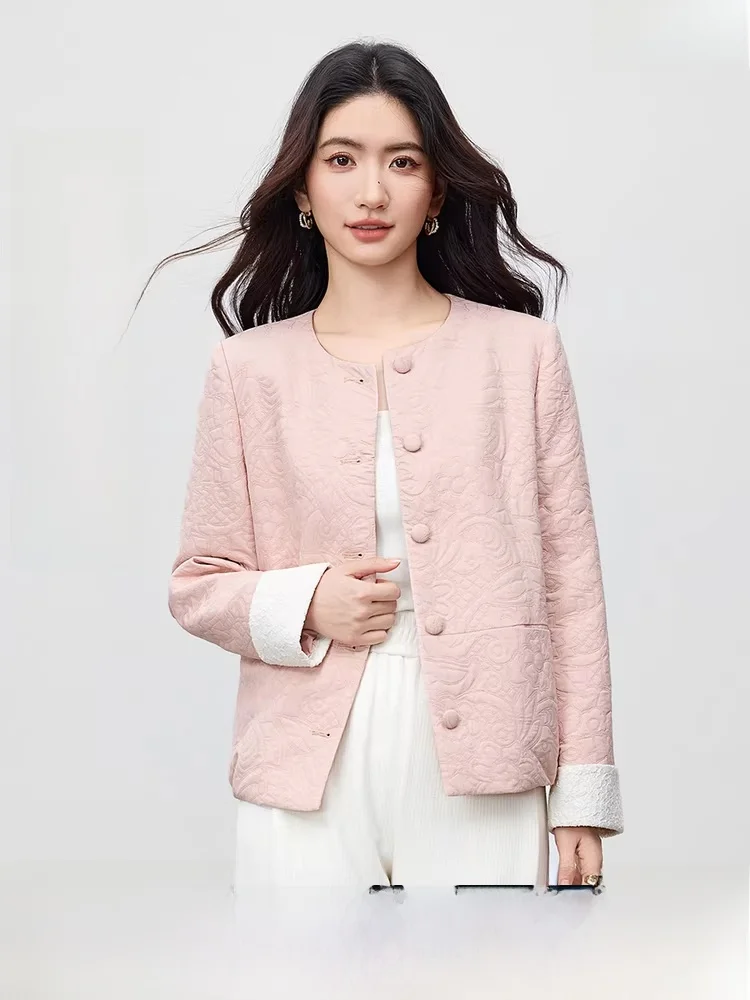 

Warm Floral Embroidery Pad oulder Long Sve round Ne Loose Women's Outerwear Ele Sle Polyester Fiber Outerwear