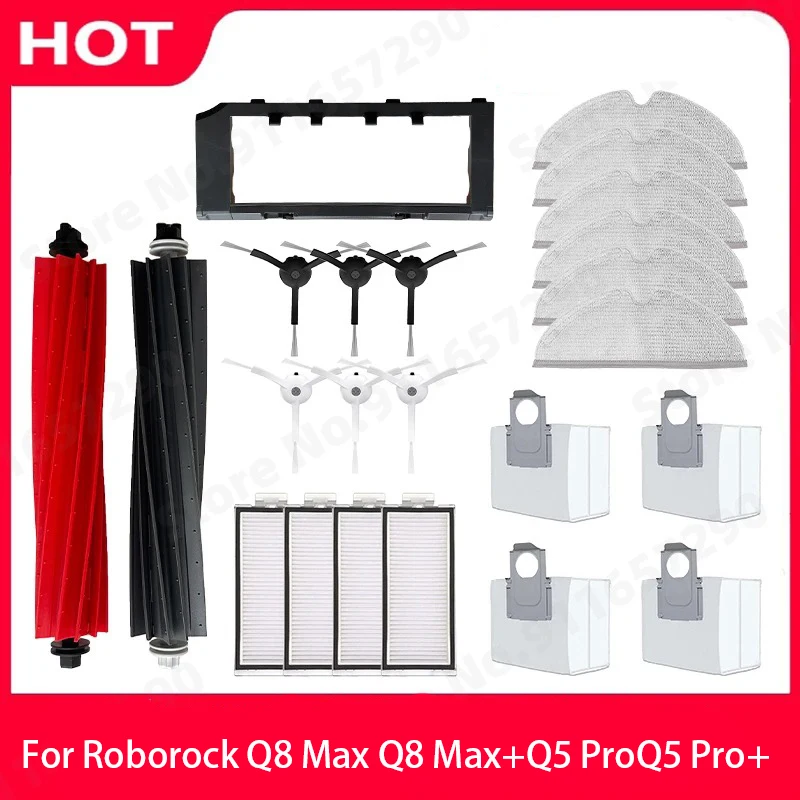 Roborock Q8 Max Q8 Max+ Q5 Pro Q5 Pro+ Ersatz Ersatzteile Hauptseitenbürste Hepa-Filter Mopp Staubbeutel Zubehör