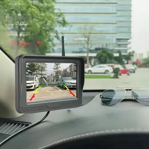 태양열 무선 백업 카메라 5인치 모니터 마그네틱 HD 1080P 업그레이드 자동 켜기/끄기 카메라 야간 투시경 충전식 후면보기 카메라