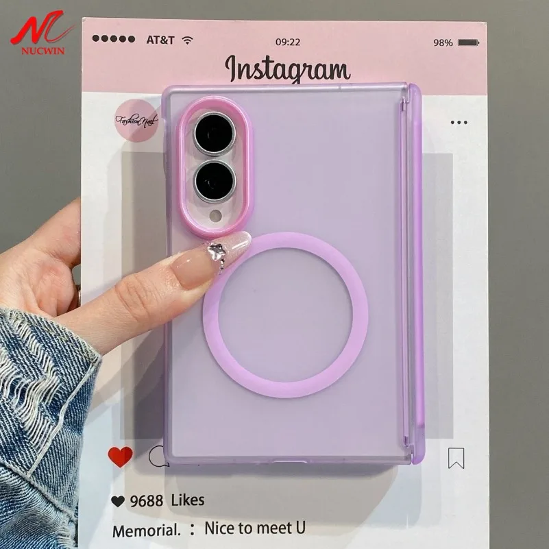 Luxury Candy Color Translucent for Magsafe Case for Samsung Galaxy Z Fold 8 Ultra 7 6 5 Hinge Protect Cover for Samsung Z Fold8