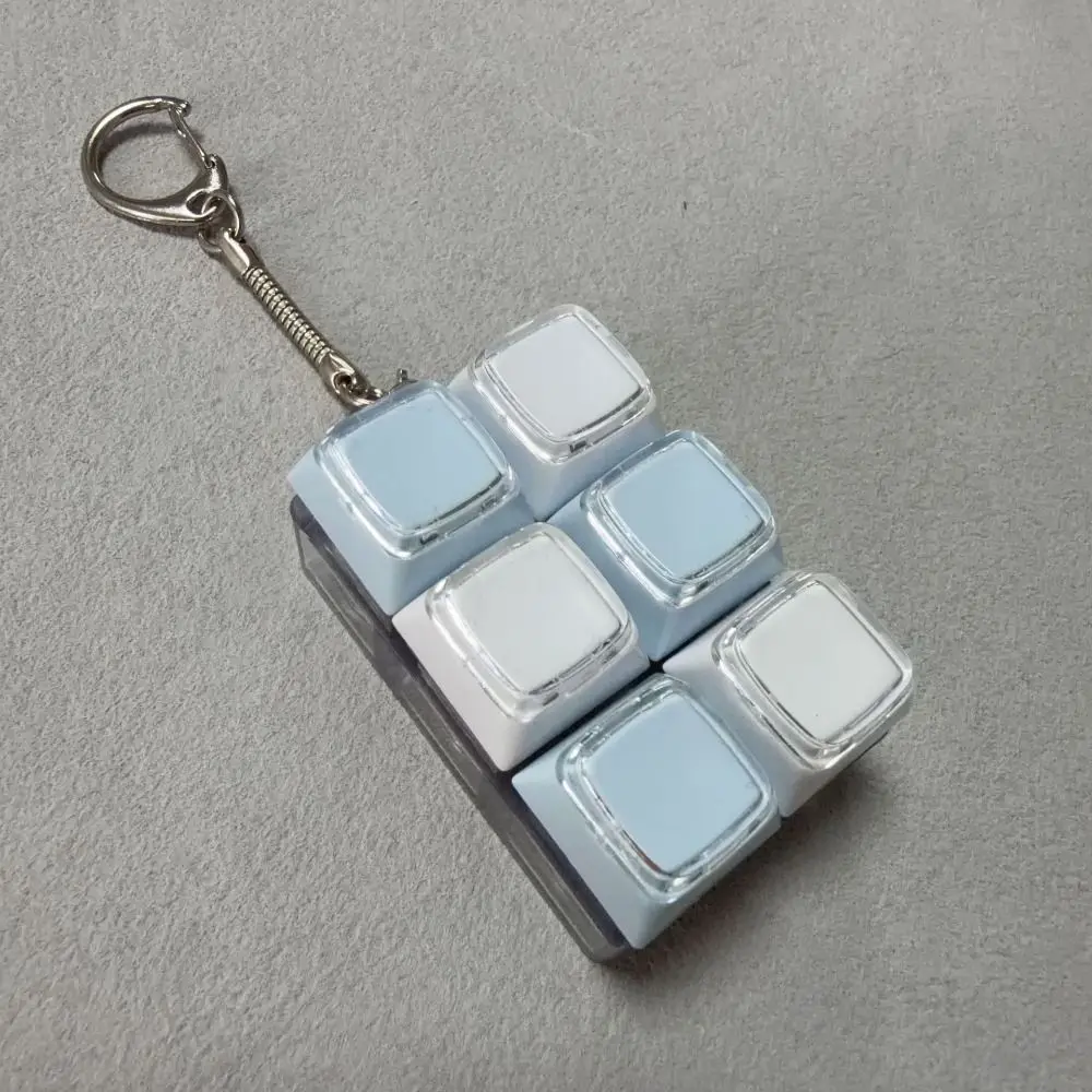 Relaxing 6 Keys Fidget Keychain Keycap Stress Relief Clicker Pendant Key Button Pass The Time Pinch for Adult&