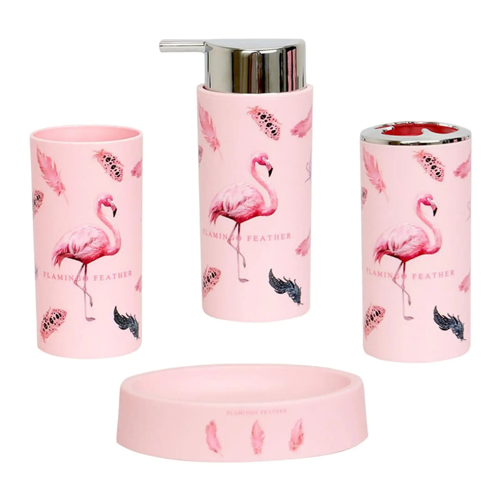 

4 Pieces Bathroom Decor Sets Toothbrush Cup Soap Dish Lotion Bottle for Countertop