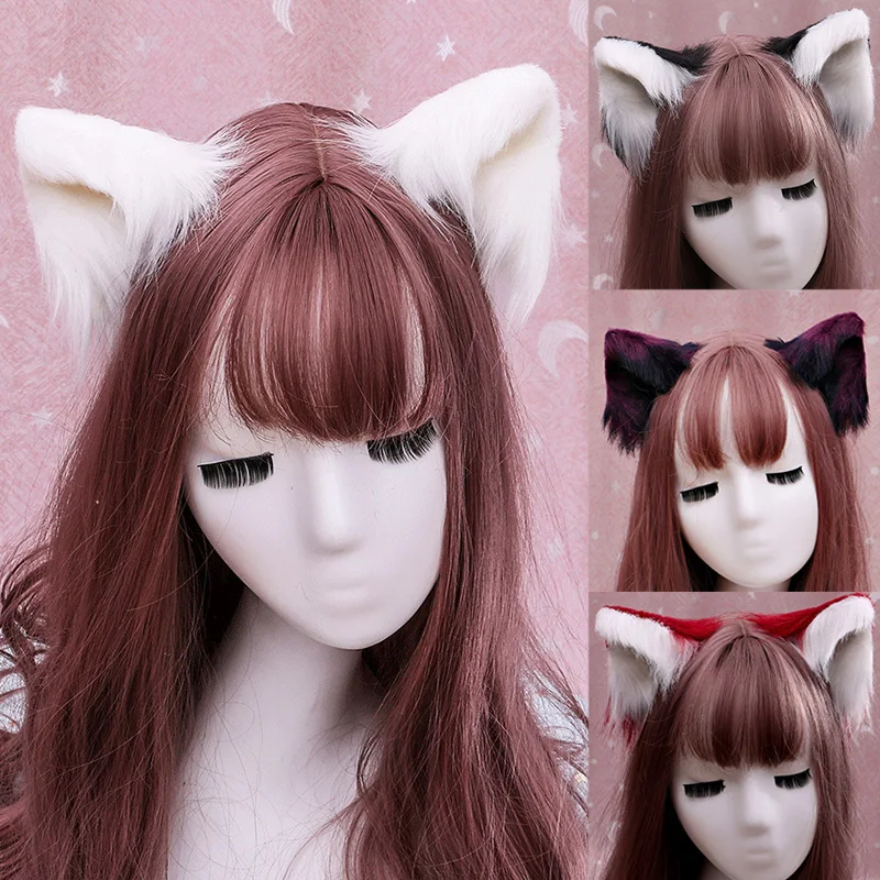 Lolita Plush Animal Ears Hairpins Furry Fluffy Fox Cat Ears Hairpin Cosplay Hair Clips Party Performance Costume Accessories