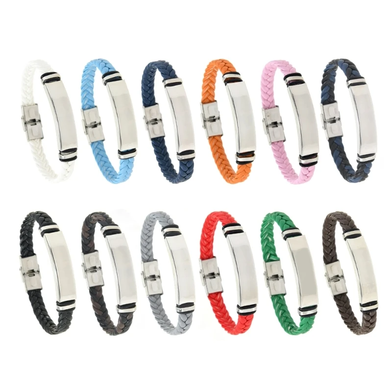 Contemporary Unisex Leather Strap Bracelet Light 14g Weight