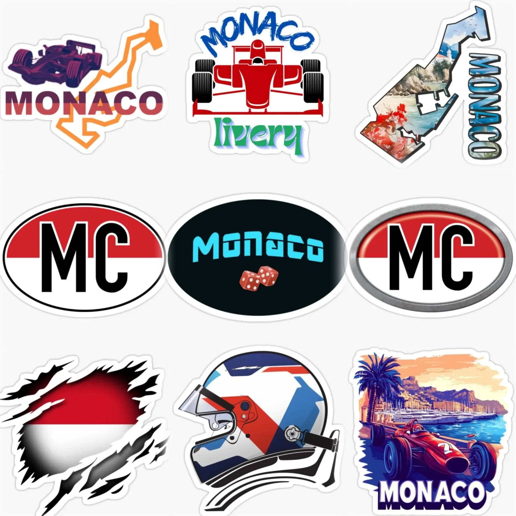 

MC Monaco Flag Map Emblem Racing PVC Car Stickers for Car Bicycle Motorcycle Helmet Bumper Wall Decal Customizable Size