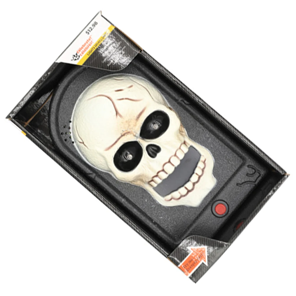 Электрический дверной звонок с черепом ужасов, украшение на Хэллоуин, страшный светящийся реквизит, игрушки для дома с привидениями, товары для вечеринок, жуткий звук