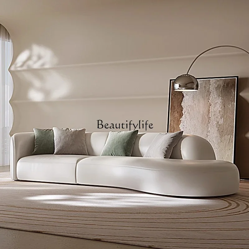 

54Italian leather sofa combination living room simple modern small apartment high-end light luxury