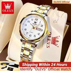 OLEVS Quarzuhr Frauen Mode Damen Uhren Handgelenk Wasserdicht Leucht Edelstahl Gold Frauen Uhren Luxus Elegante