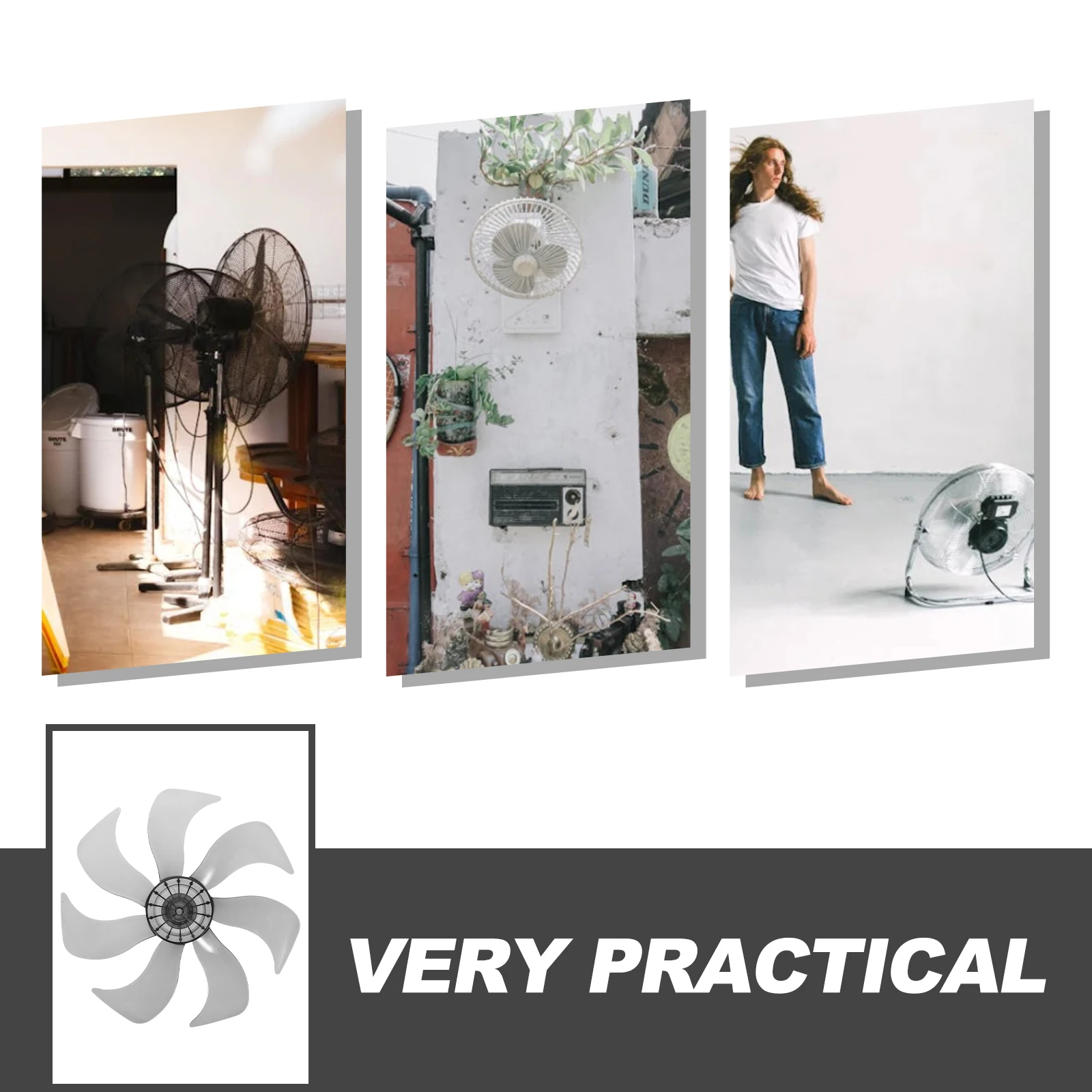 

14 Inch Electric Fan Blades Replacement for Table Standing Pedestal Fan Plastic Universal Fit Transparent Black