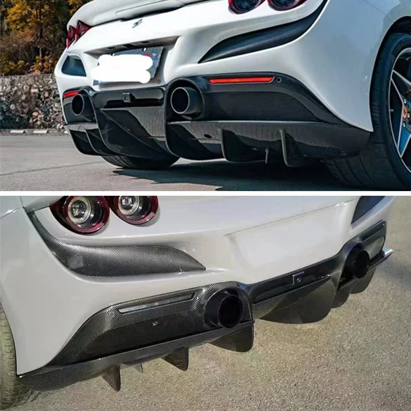 

For Ferrari F8 Tributo Spider 2019 2020 2021 2022 2023 2024 Real Carbon Fiber Bumper Rear Trunk Lip Diffuser Spoiler Cover
