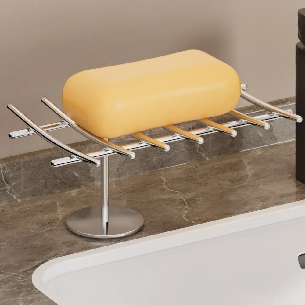 New Self Draining Stainless Steel Soap Rack Multifunctional Multi-scene Bathroom Storage Rack Minimalism Soap Dish Bathroom Use