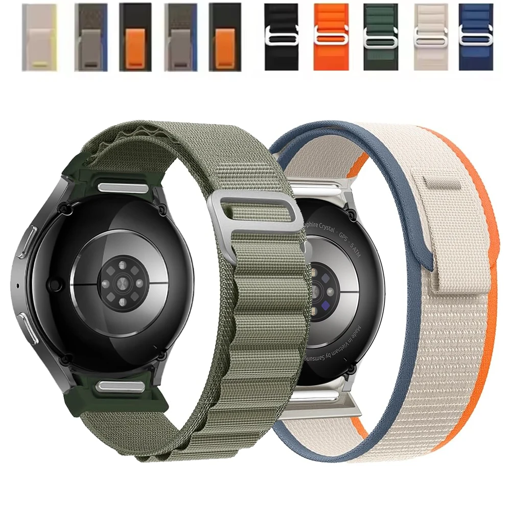 Band for Samsung Galaxy watch 7 6 5 4 FE 44mm 40mm 5 Pro No Gaps Rugged Nylon Wrist correa bracelet Galaxy watch 6 classic Strap