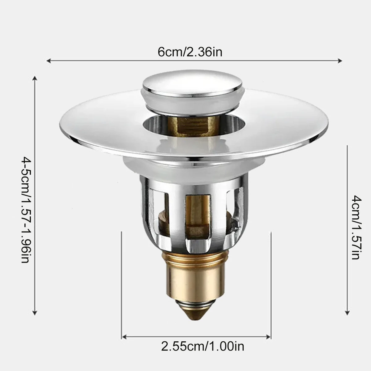 Universal Bounce Drain Plug para Banheiro, Rolha de pia, Plug in Basin, Banheira Bounce, Núcleo de bala, Tipo de pressão