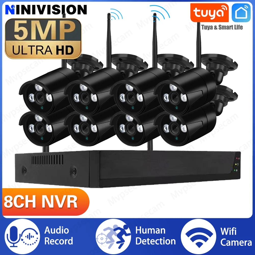 5MP Tuya Smart Life Wireless NVR 8CH NVR Security IP Camera System Audio Protection Camera Outdoor Surveillance Remote Monitor