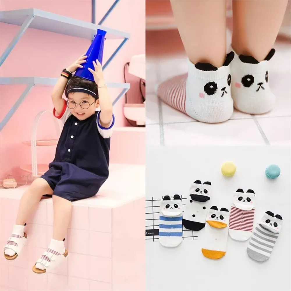 

chaussette enfant garcon cartoon stereo panda children cotton socks ship wave stripe five-color cute baby socks