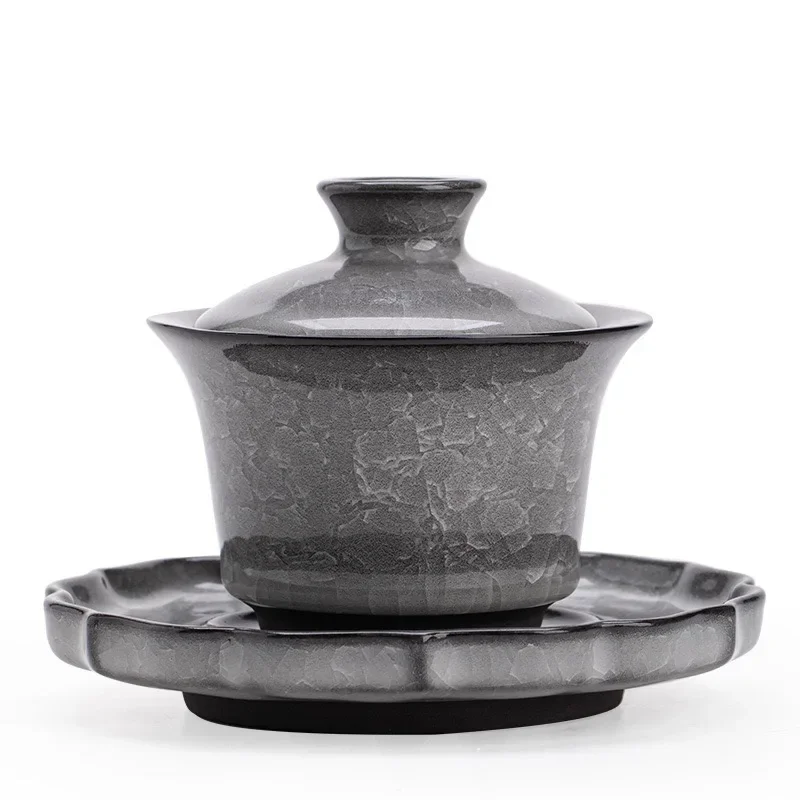 Imagen 6: Tazón de té de 135 ml de Jingdezhen con esmalte craquelado y efecto de cambio de horno, tazón de té Hover Sancai, juego de té de cerámica china, colección de tazones de té Kung Fu