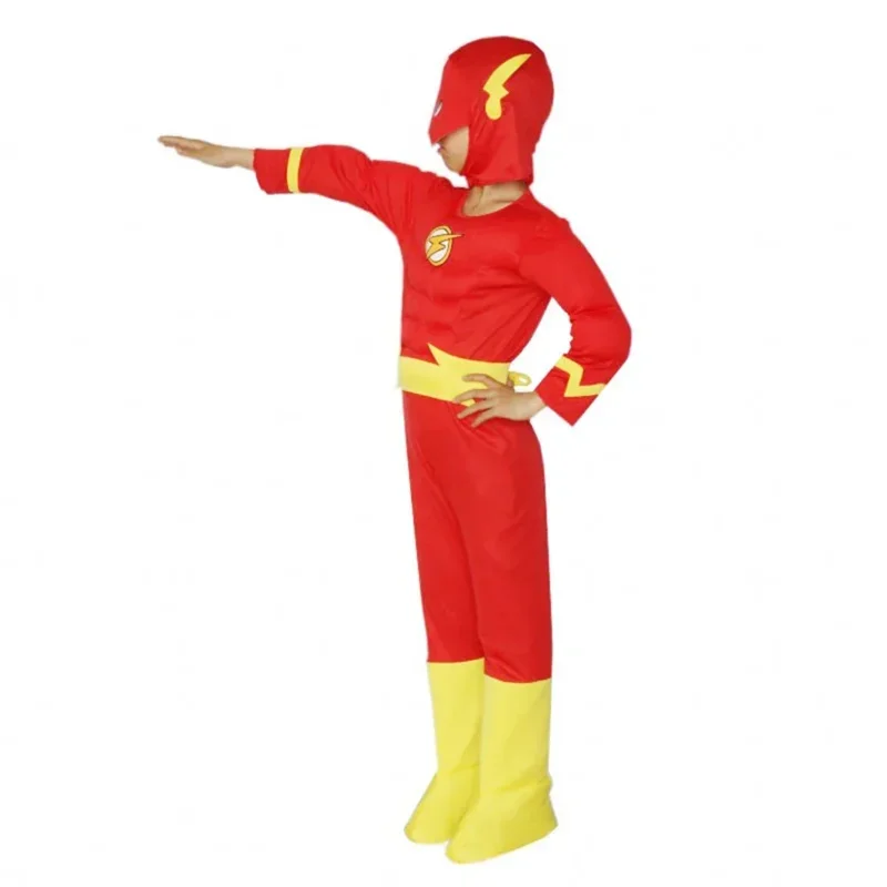 Bambini Flash Man Muscle Supereroe Fancy Dress Bambini Fantasy Movie Carnevale Festa Costumi Cosplay Set Tute