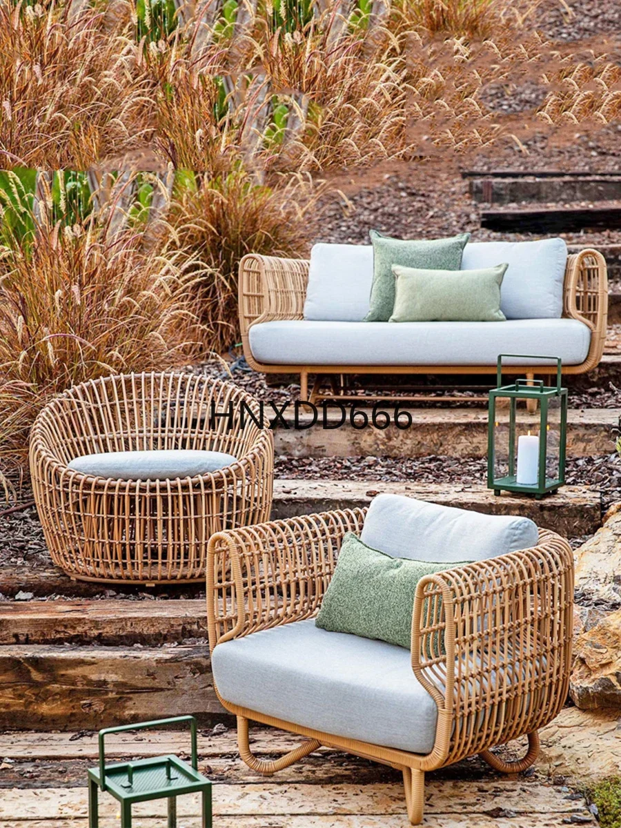 Outdoor sofa courtyard rattan rain and sun protection