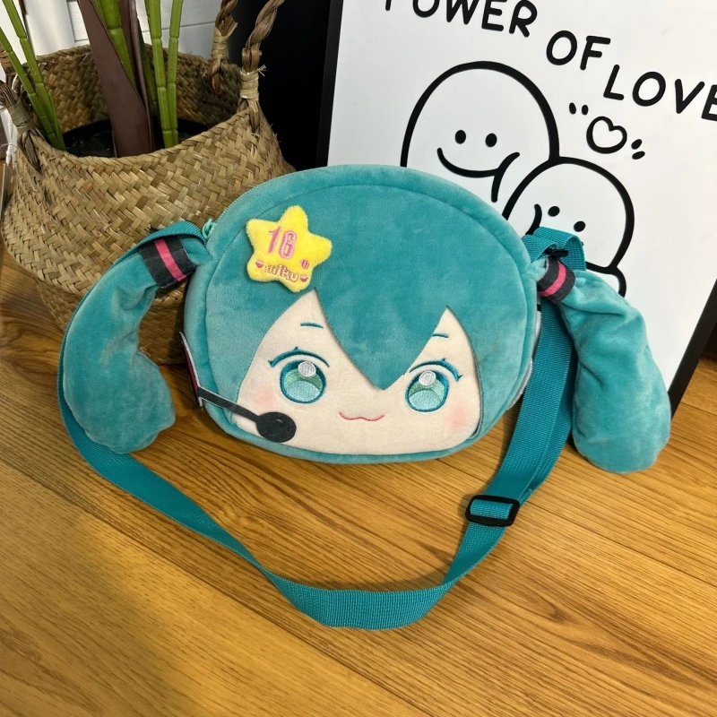 2024 Hatsune Miku Cartoon Backpack Pocket Coin Purse Kawaii Painful Packet Anime Girl Plush Knapsack Student Bag Kids Gift Toy