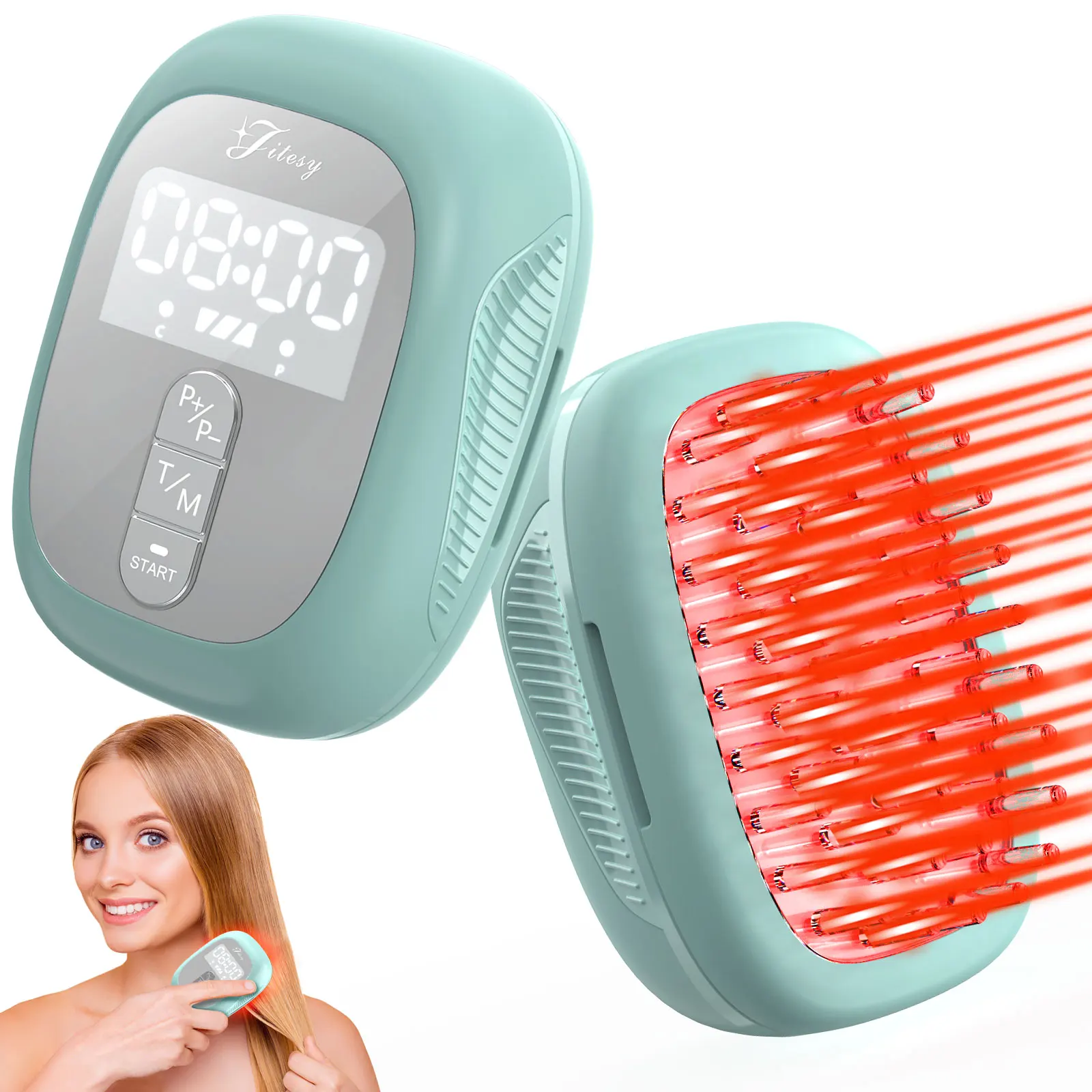 

Электрическая лазерная расческа для роста волос LLLT, 8 шт., 660 нм, диоды класса II, расческа для терапии против выпадения волос, щетка для волос, массажер для кожи головы, 1900 мАч