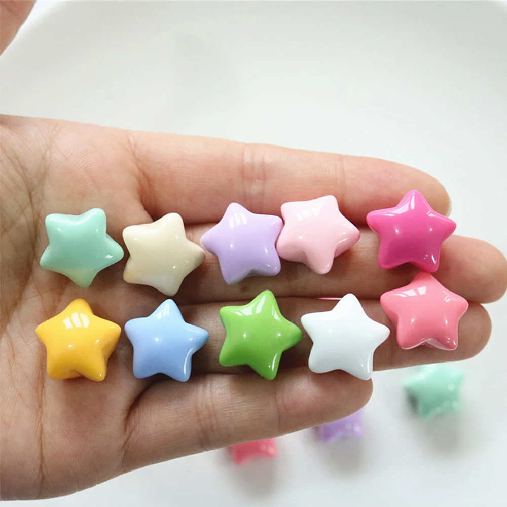 10PCS Shiny 16x16mm Star Series Resin Flatback Cabochons For Hairpin Scrapbooking DIY Jewelry Craft Decoration Accessories