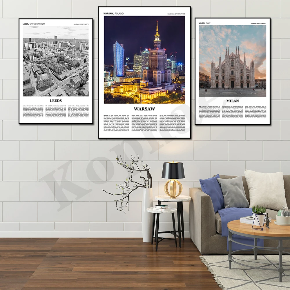 Rome Warsaw Dublin Leeds Sheffield Milan Vienna Cityscape Photography Home Decor Poster