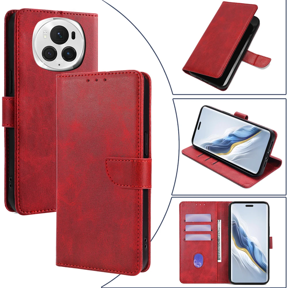 

GEFENIS Bussiness Leather Phone Case For Honor Magic 6 5 4 Pro Lite Flip Cover Card Slots Magnetic Wallet Case For Honor Magic 6