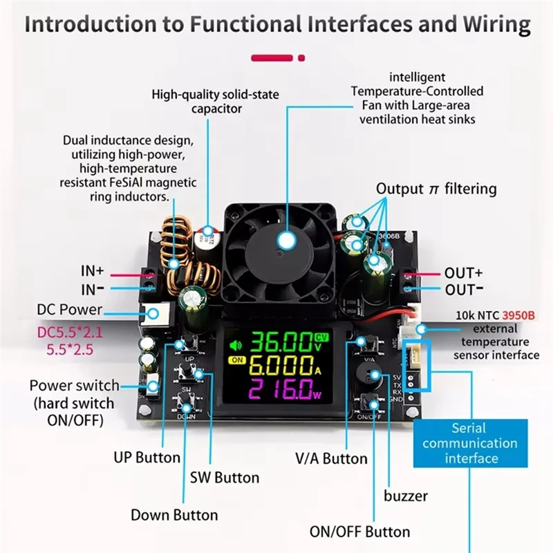 A92Z XY3606B 216W Einstellbares Spannungsregler-Netzteil + IR-Kit DC Buck Boost Converter Spannungs-/Strom-Abwärtsmodul