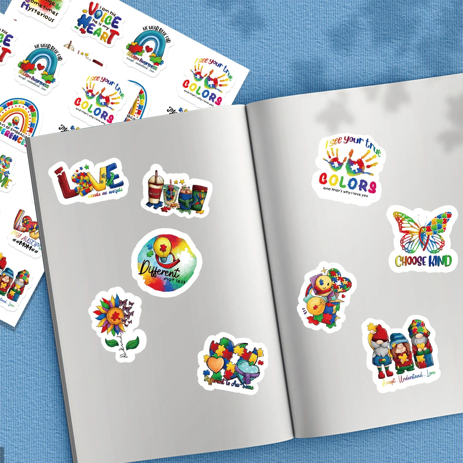 200 Pcs Autism Awareness Stickers  Aesthetic Stickers for Water Bottle Skateboard Laptop Phone Journaling Scrapbooking  Gifts