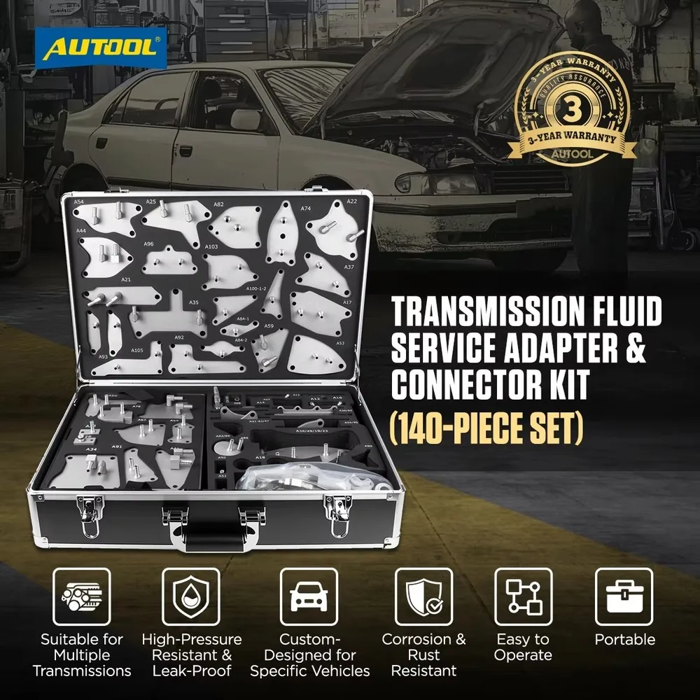 AUTOOL MMT985 140-Piece Transmission Fluid Change Adapter Set Universal Automotive Tool Kit