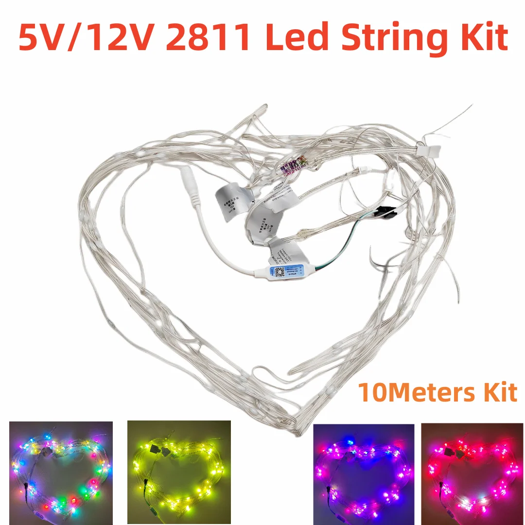 5/10M DC5V /12V 2811 2812 RGB Pixel LED String Kit Addressable Individually Fairy Light for Wedding Party Christmas Decor Light