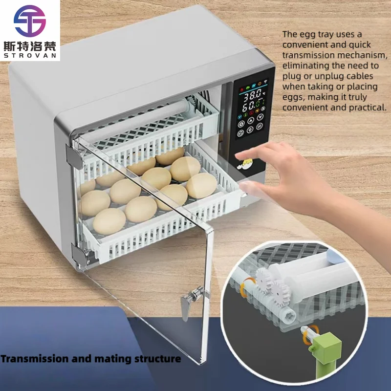 Fully Automatic 50  Incubator Touch Screen Single/Dual Power Supply High Hatching Rate 98 Percent for Chicken Duck Goose Bird