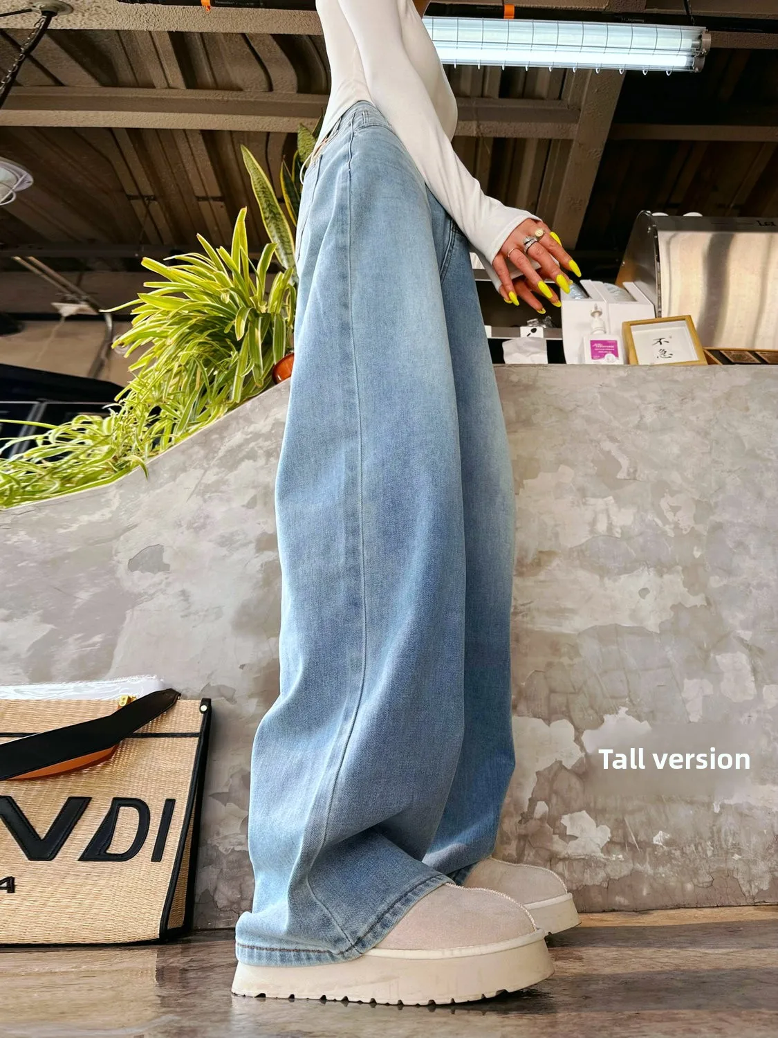 

Свободные прямые джинсы с высокой талией, широкие брюки длиной до пола, светло-голубые женские джинсы в стиле ретро, летние модные домашние джинсы