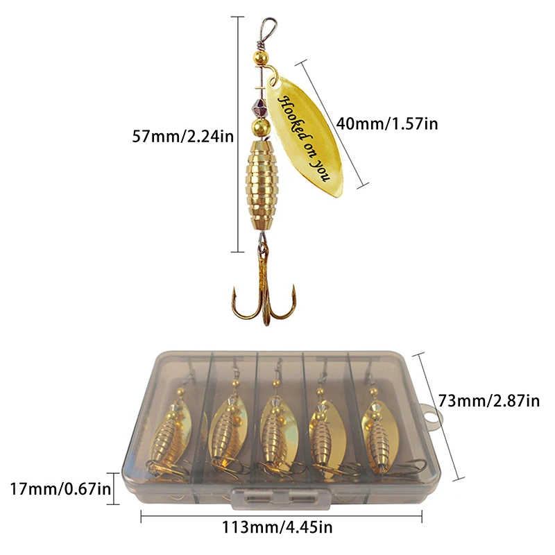 5/10 قطعة/صندوق ملعقة معدنية إغراء الصيد الصلب إغراء سبينر إغراء الترتر مع خطاف ثلاثي مع صندوق معالجة الصيد هدية عيد الأب