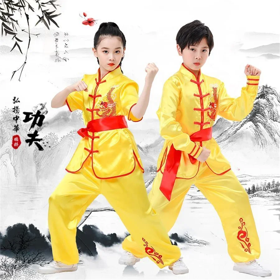 Fato de KungFu chinês tradicional infantil, roupa de Tai Chi, uniforme de arte marcial para meninos e meninas, KungFu, roupa chinesa infantil