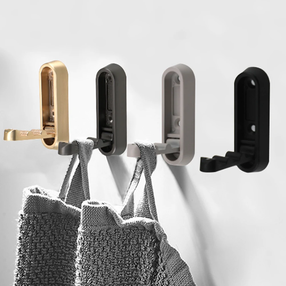 Wall Hooks Folding Towel Hanger Wardrobe Door Bathroom Hooks Invisible Clothing Hooks Multi-Purpose Coat Clothes Holder