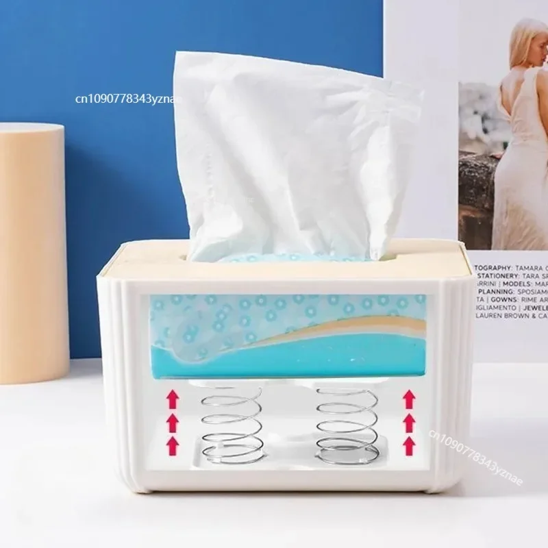 "Automatic Spring-Loaded Tissue Dispenser - Hands-Free Easy Pick-Up, Smooth Lift Support for Quick & Hygienic Tissue Access"