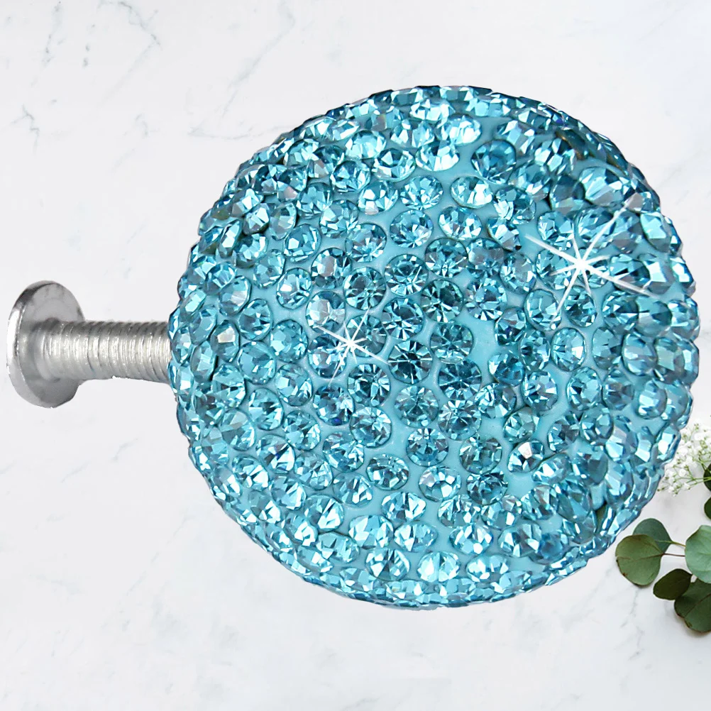 

5pcs Metal Round Pull Handle Stainless Steel Cabinet Knob Rhinestones For Drawer Wardrobe Cupboard Door Hardware Blue 2Cm-4Cm