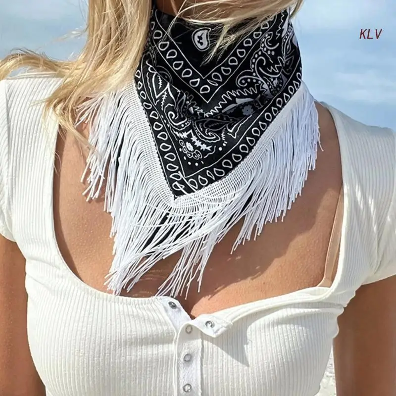 Cowgirl Bandanaa Bachelorette Party Bandanaa Fringes Bandanaa Scarf Western Cowboy Bandanaa Tassel Scarf Paisley Scarf