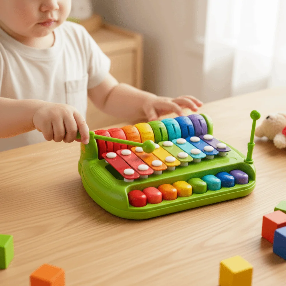 Plástico 8 notas bater piano brinquedos mão bater instrumento de percussão música do bebê massa vara xilofone educação precoce