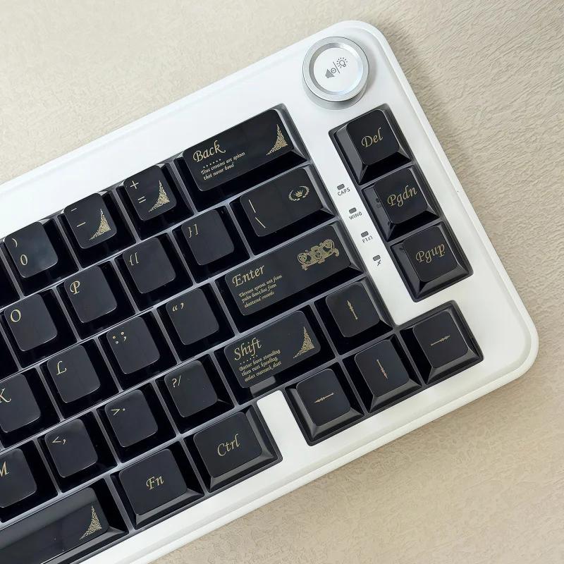 Black ceramic-like keycaps, small complete set, original factory heightPBTCustomizationDIYMechanical Keyboard