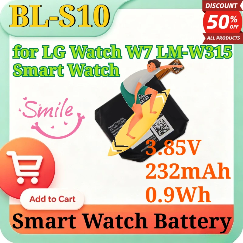 BL-S10 3.85V 232mAh 0.9Wh Replacement Li-Polymer Battery High Capacity for LG Watch W7 LM-W315 Smart Watch Battery Accessories