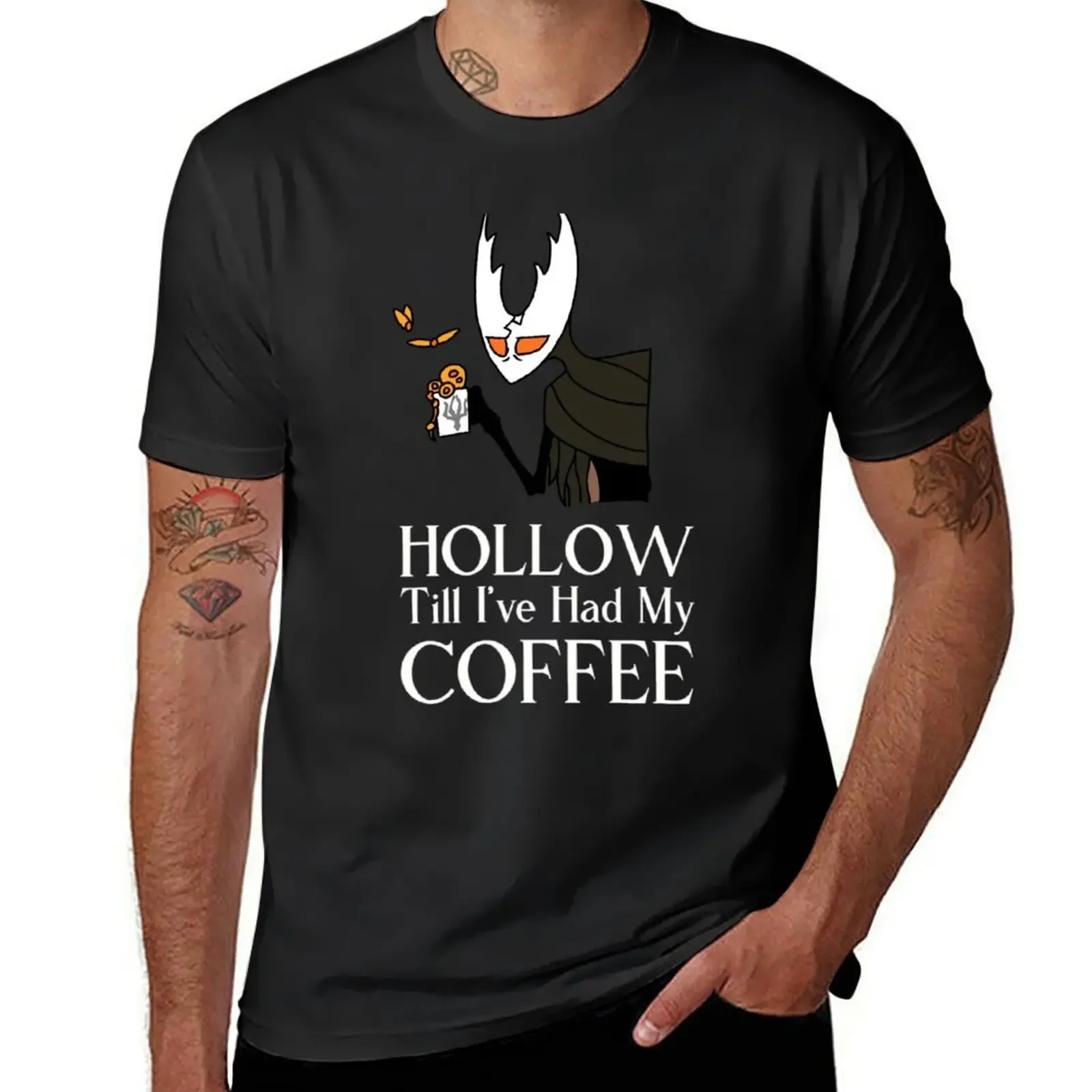 

Hollow Knight Till I've Had My Coffee T-Shirt anime stuff blue archive oversizeds mens graphic t-shirts funny