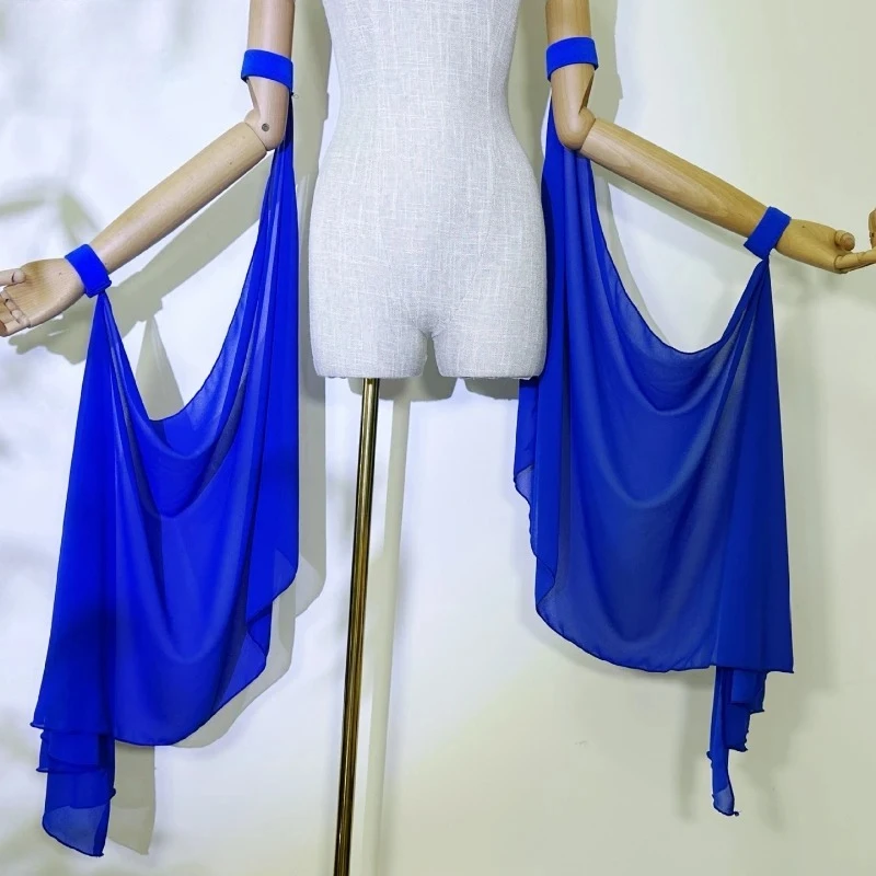 Modern Dance Costume for Womens Chiffon Arm Band Arm Sleeves Ballroom Dancing Costume Armbands Performance Accessory 18 Colors