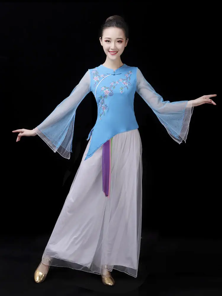 

Классический танцевальный костюм, женская национальная одежда для квадратных танцев, традиционный танцевальный веер с зонтиками...