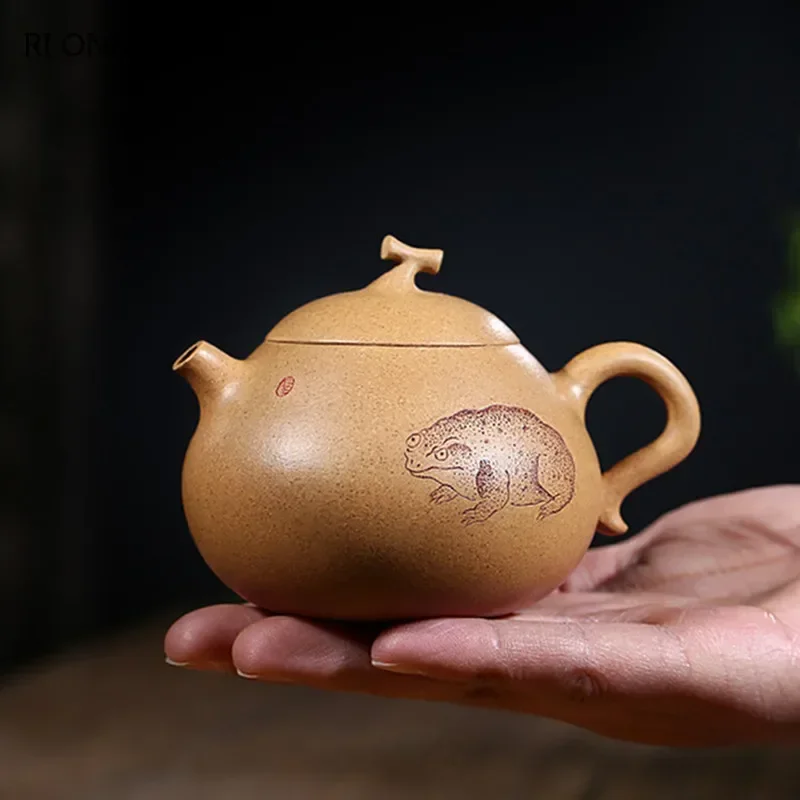 180ml Chinese Yixing Purple Clay Teapots Ball Hole Filter Handmade Raw Ore Section Mud Tea Pot Kettle High-end Zisha Tea Set,1pc