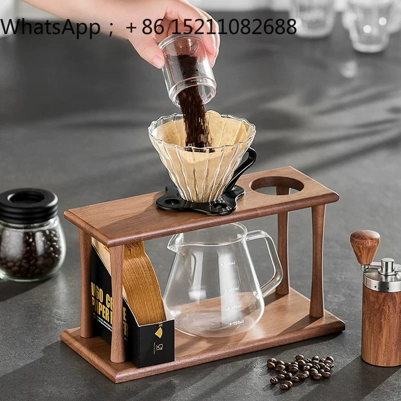 LLY hand-brewed coffee pot set, glass sharing pot, hand-cranked bean grinder, storage bracket