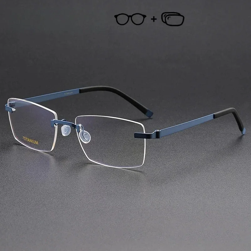 Ollymurs Rimless Eyeglasses Men Optical Myopia Hyperopia Prescription Glasses High-quality Brand Designer Pure Titanium Eyewear - view 4