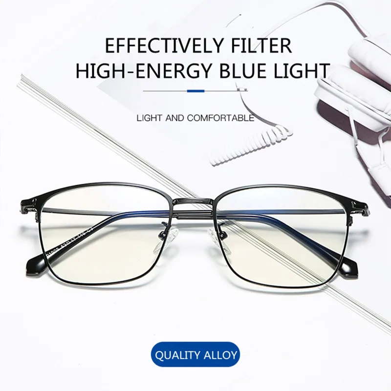 Stainless Steel Frame Optical Glasse Reading Glasses For Men Anti Blue Light Computer Gaming Glasses Blocking UV400 Eyeglasses